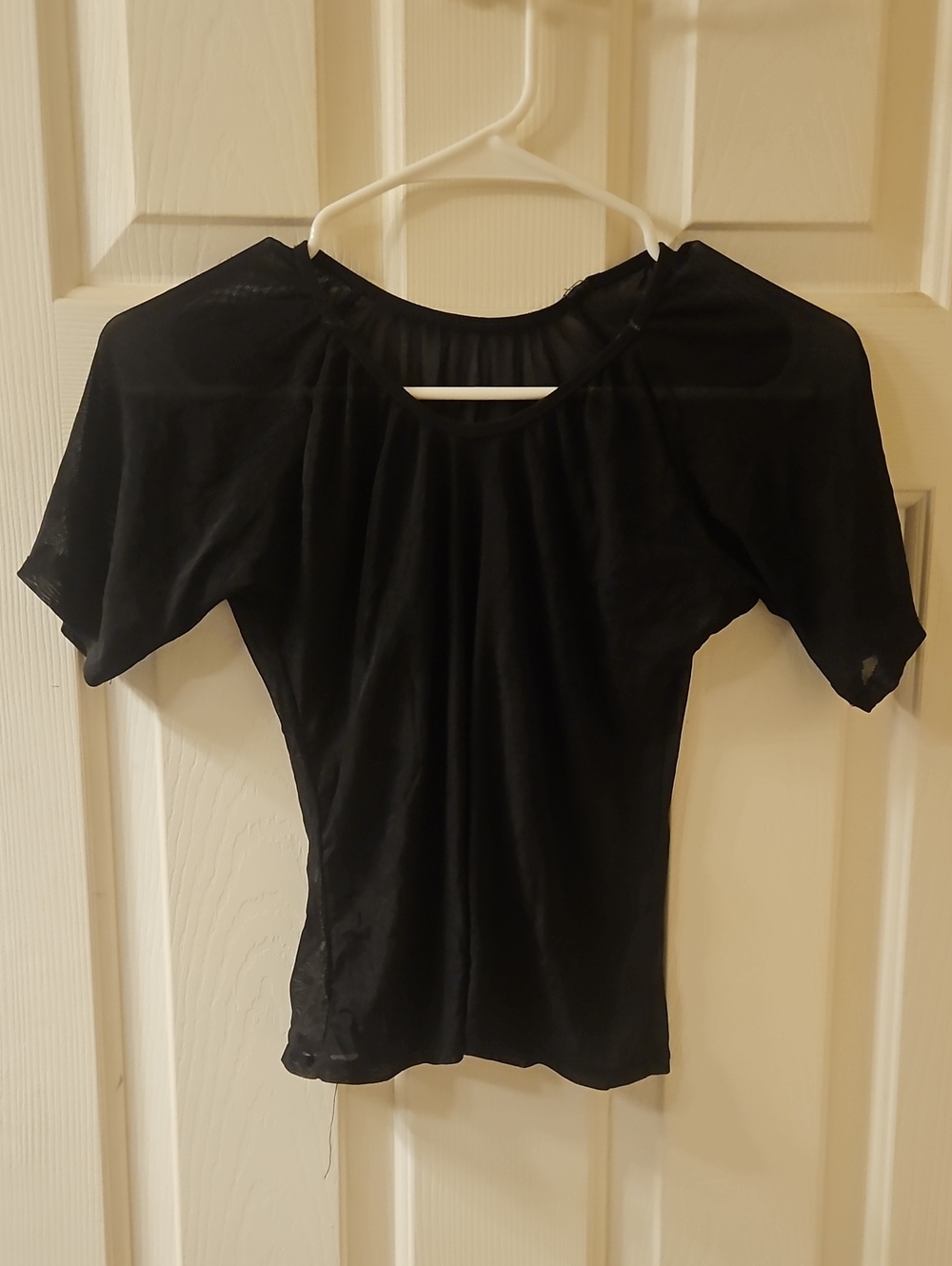 Sheer Black Women's Short Sleeve Scoop Neck Top